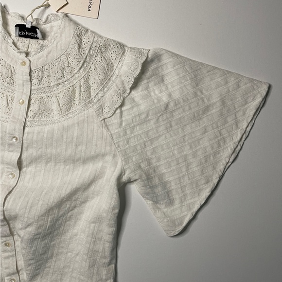 FRNCH Women’s White Romantic Blouse Size Small - Picture 4 of 5